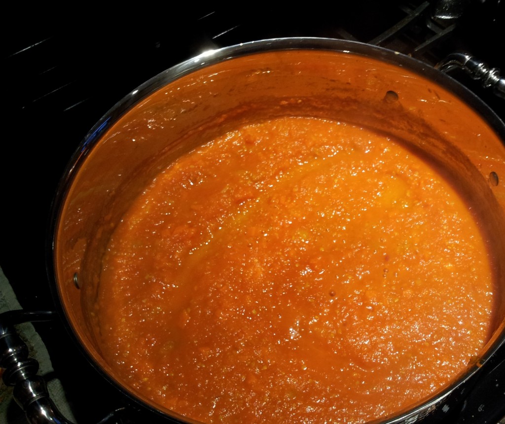 Tomato Sauce with Heavy Cream Simmering