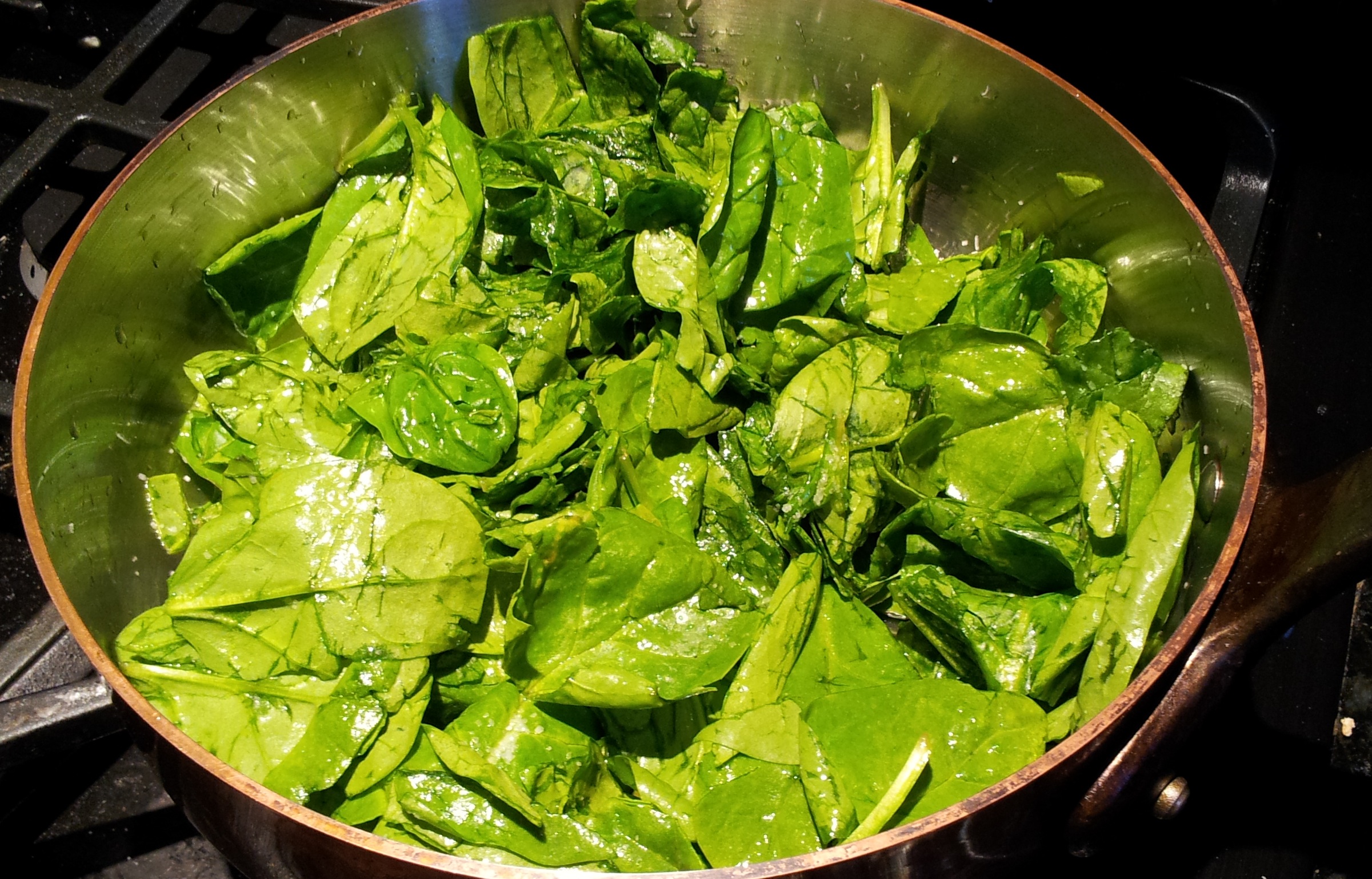 Wilting Spinach for Spinach Pasta