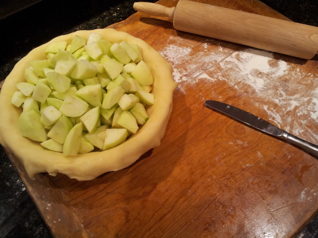 Apple Filling for Granny Smith Apple Pie with Pie Board Copyright Joshua Kennon