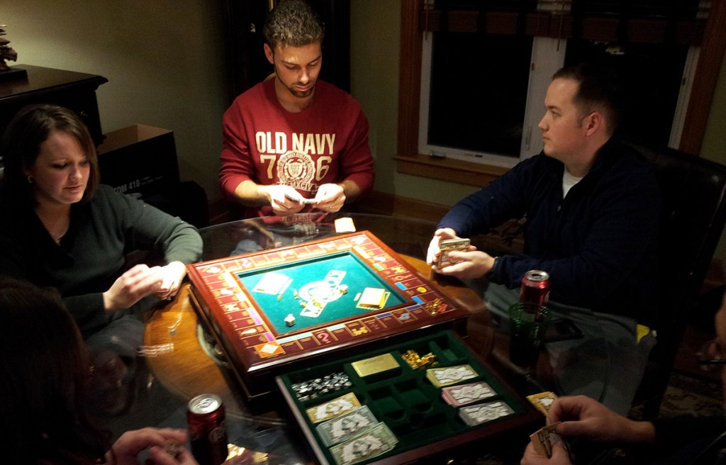 Monopoly at Christmas Table