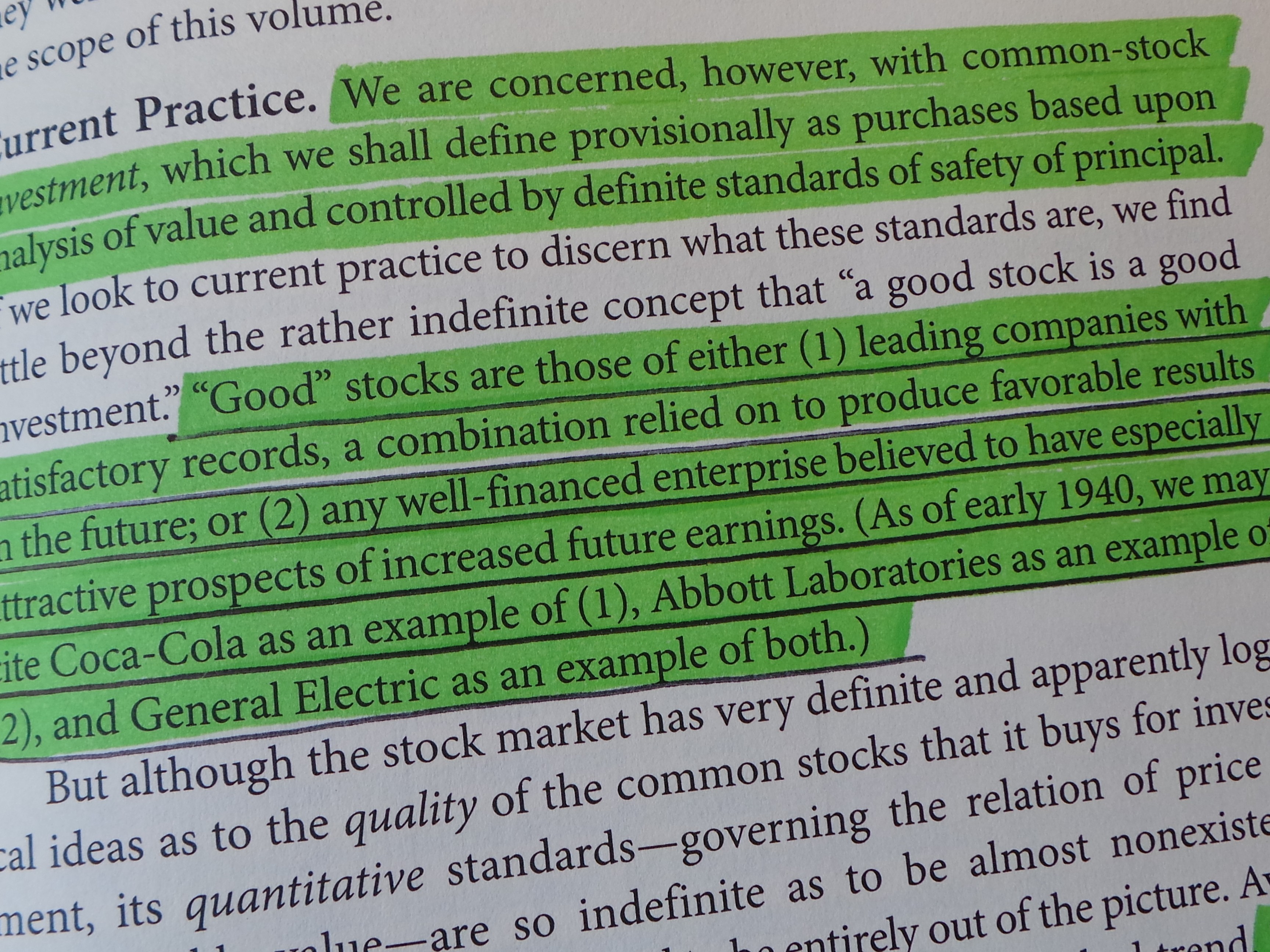 Ben Graham list of good businesses