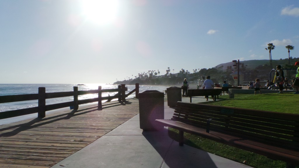 Sitting on Benches Laguna Beach California