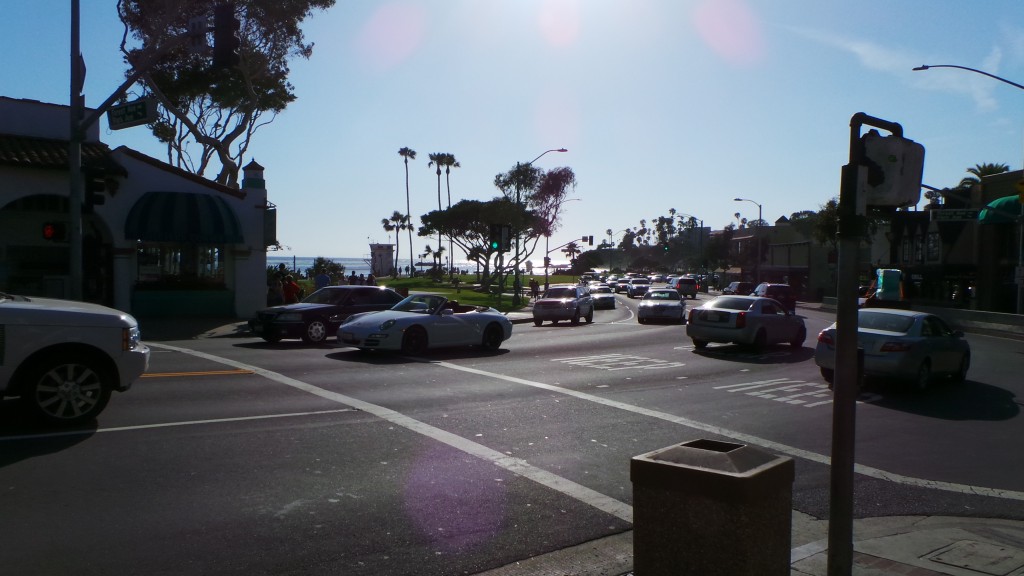 Walking Up to Main Intersection Laguna Beach California