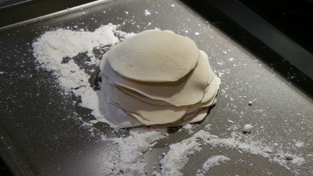 Japanese Gyoza Wrappers Ready to Be Filled with Pork