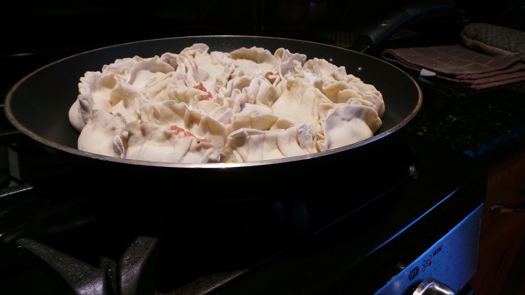 Putting Japanese Gyoza Pork in Pan