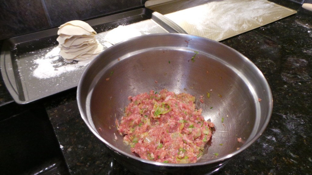 Stuffing Japanese Gyoza with Pork