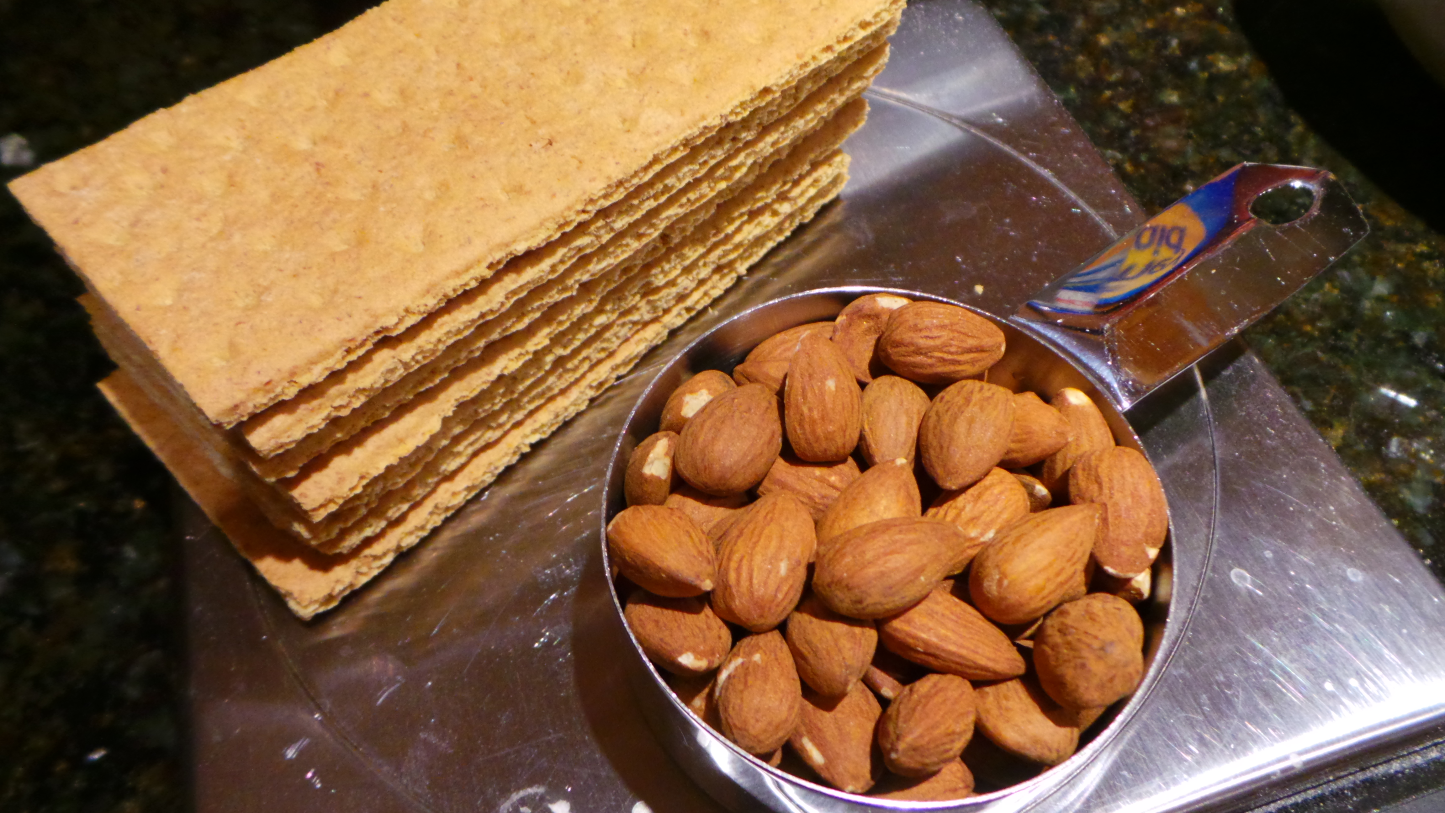 Almonds and Graham Crackers for Nectarine White Chocolate Cream Pie