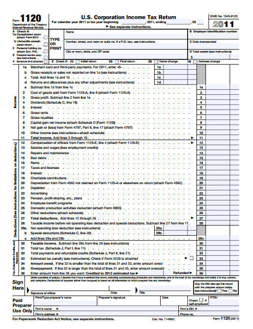 US Corporate Tax Form