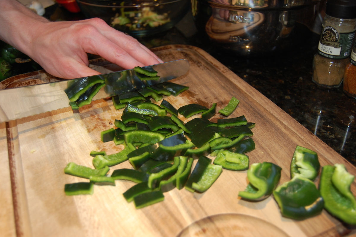 Chopping One of the Chili Peppers for White Chicken Chili