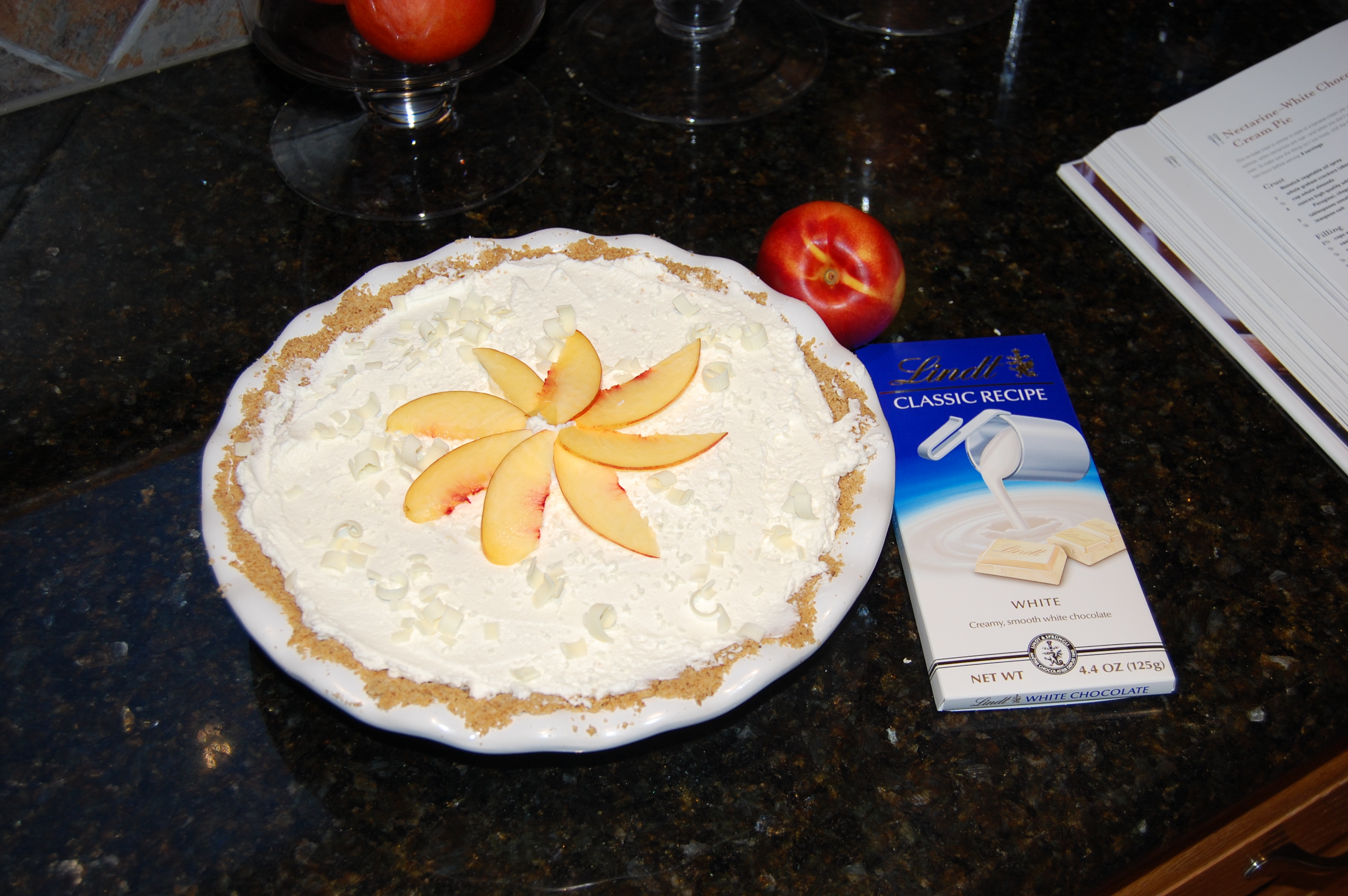 Lindt White Chocolate and Nectarine Cream Pie