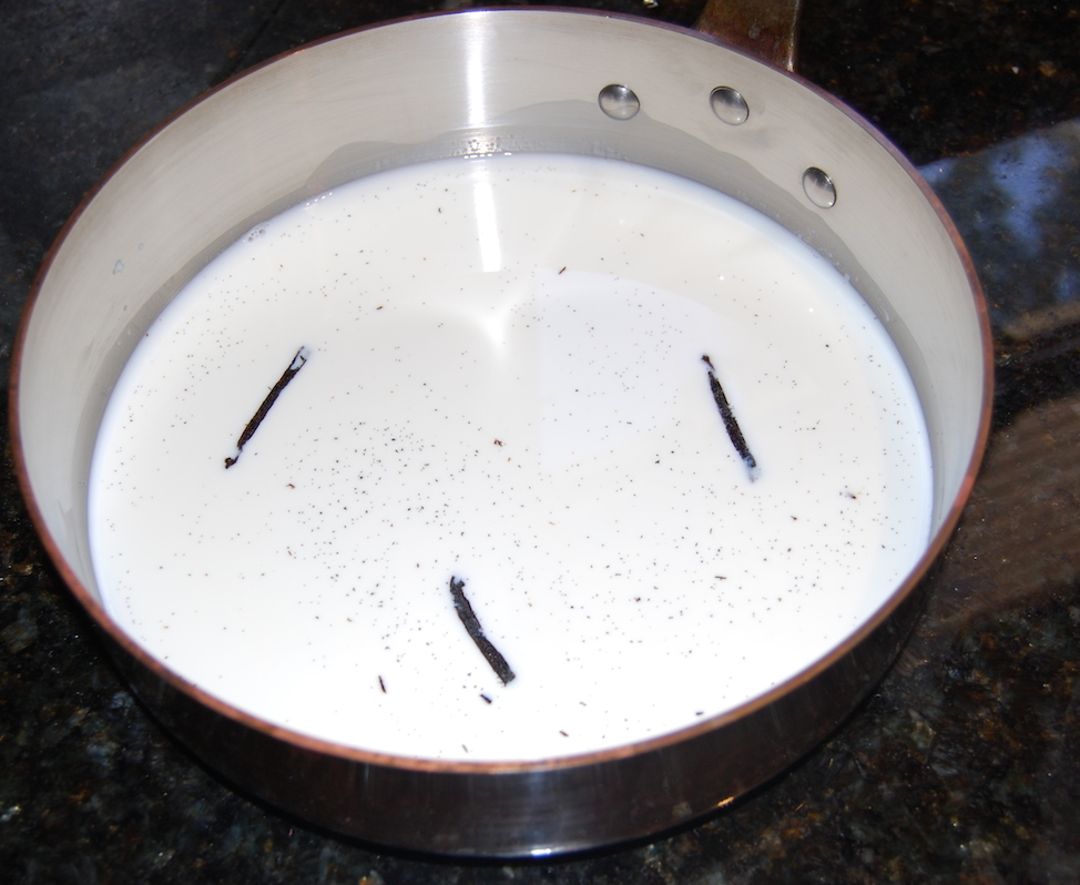 Milk and Vanilla Beans for White Chocolate Cream Pie