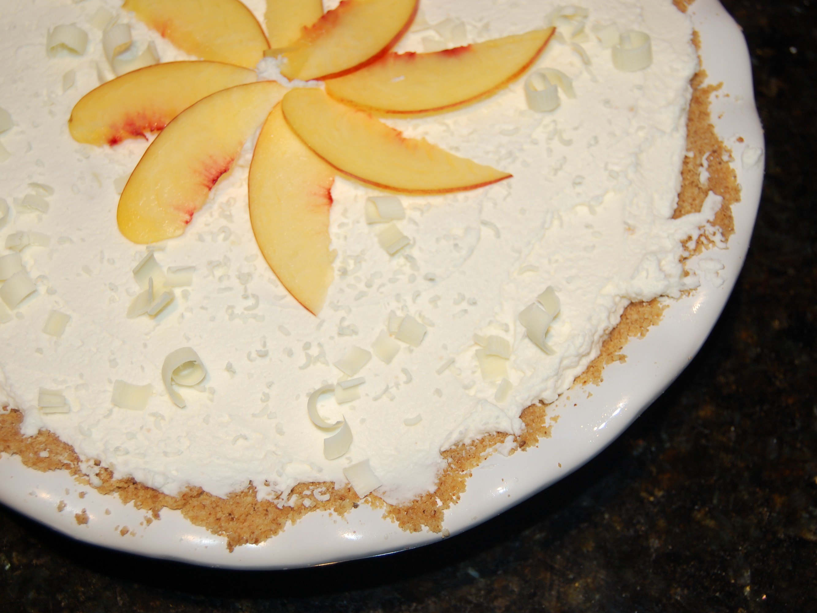 Nectarine White Chocolate Cream Pie Closeup Nectarine White Chocolate Cream Pie Closeup