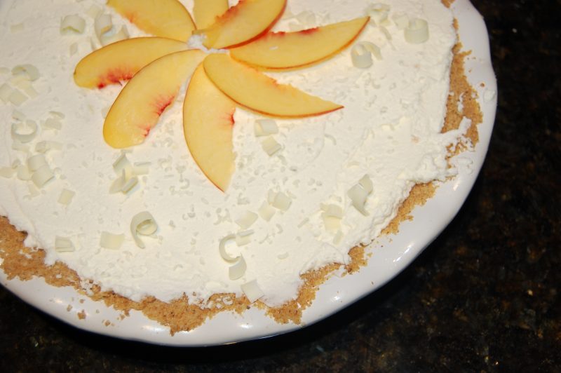 Nectarine White Chocolate Cream Pie Closeup Nectarine White Chocolate Cream Pie Closeup