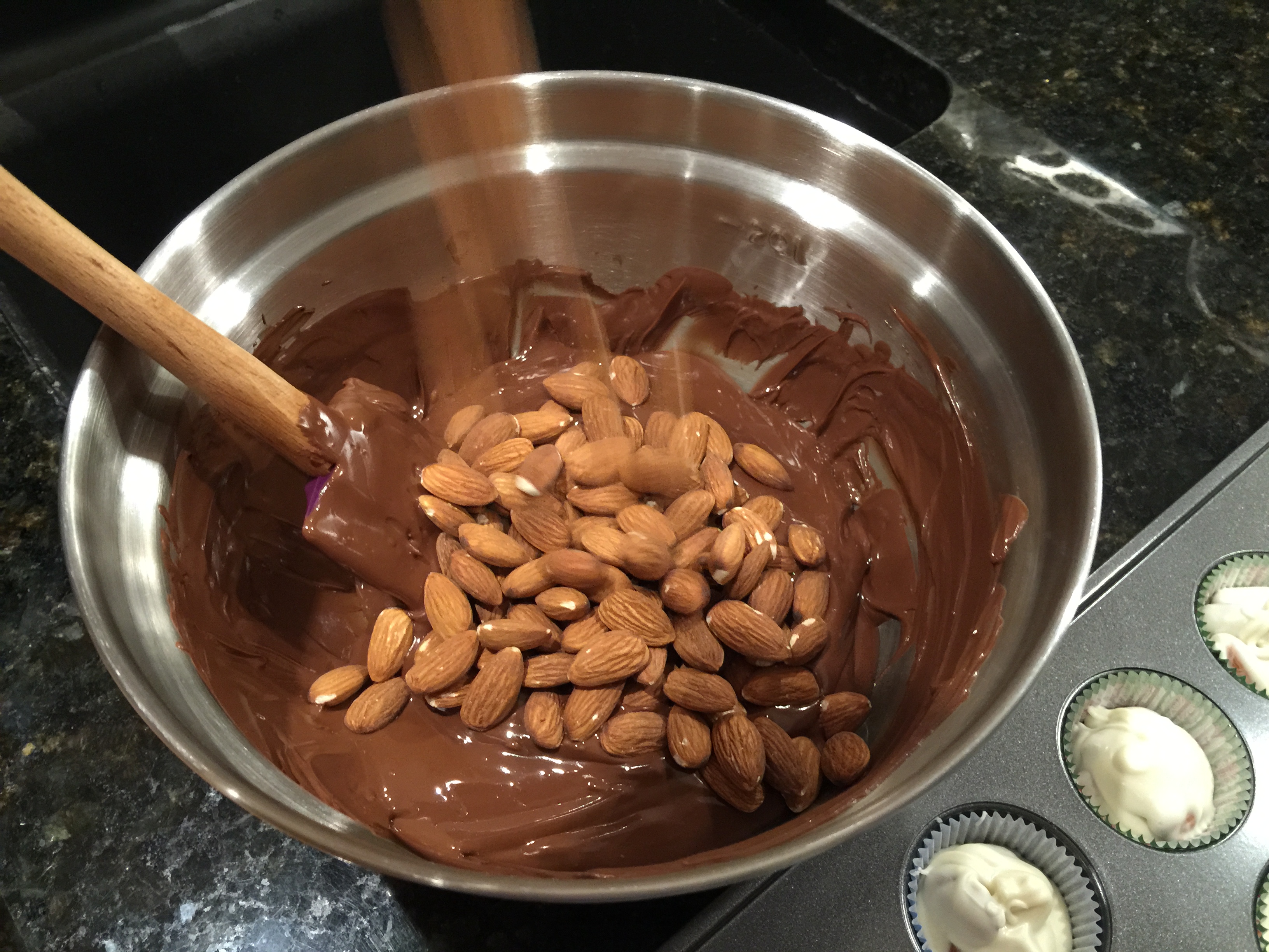 Adding Almonds to Milk Chocolate Chips
