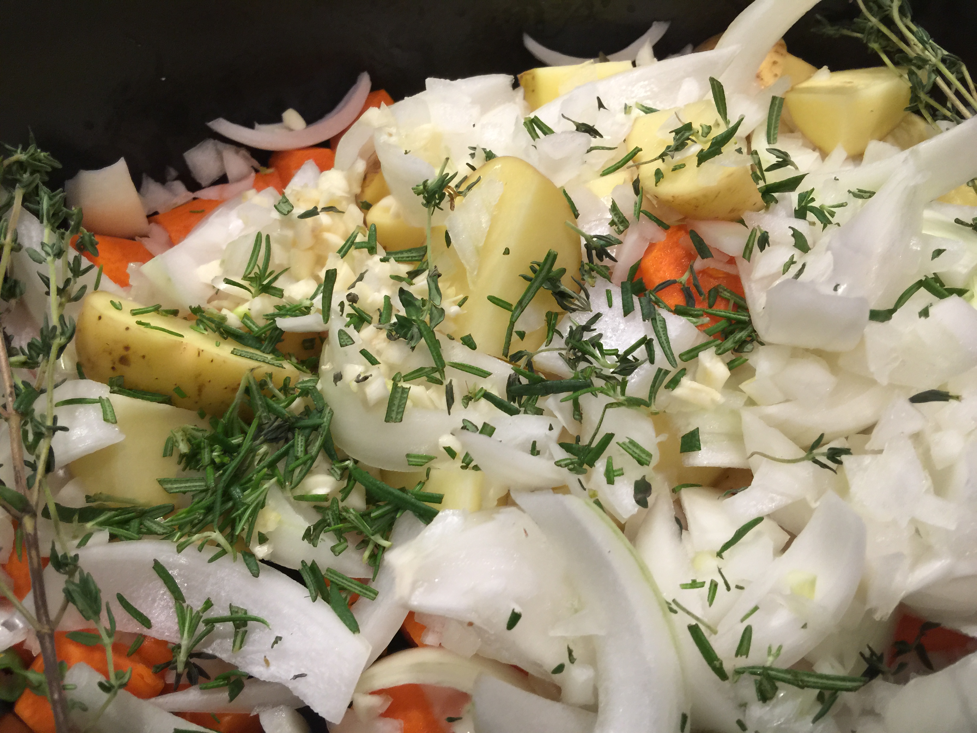 Adding Herbs to Pot Roast Vegetables