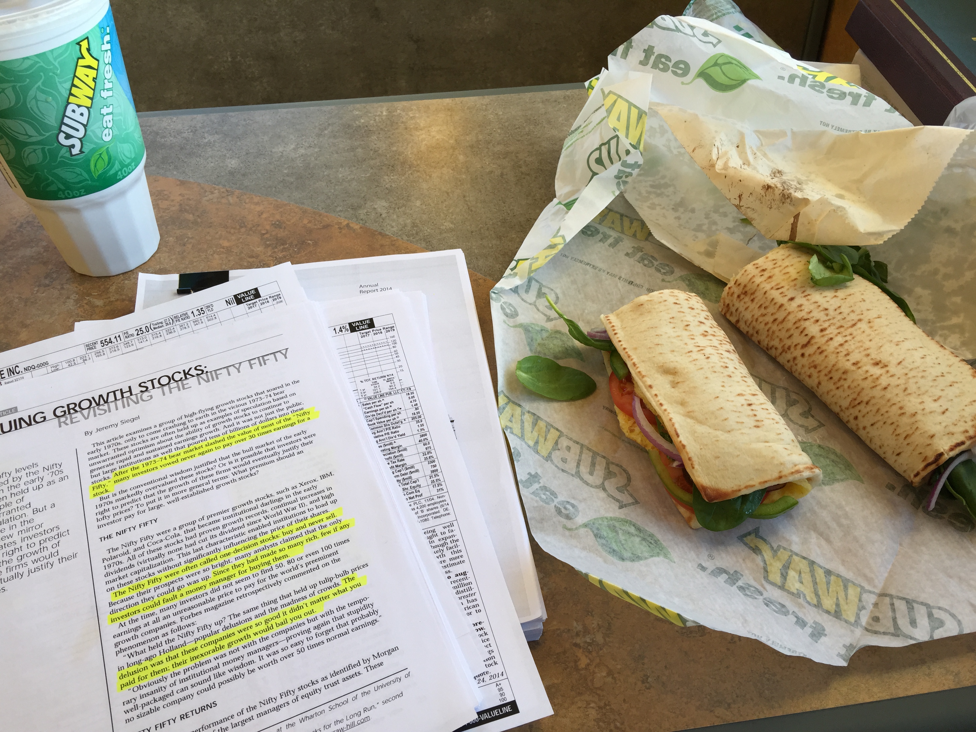 Reading at Subway