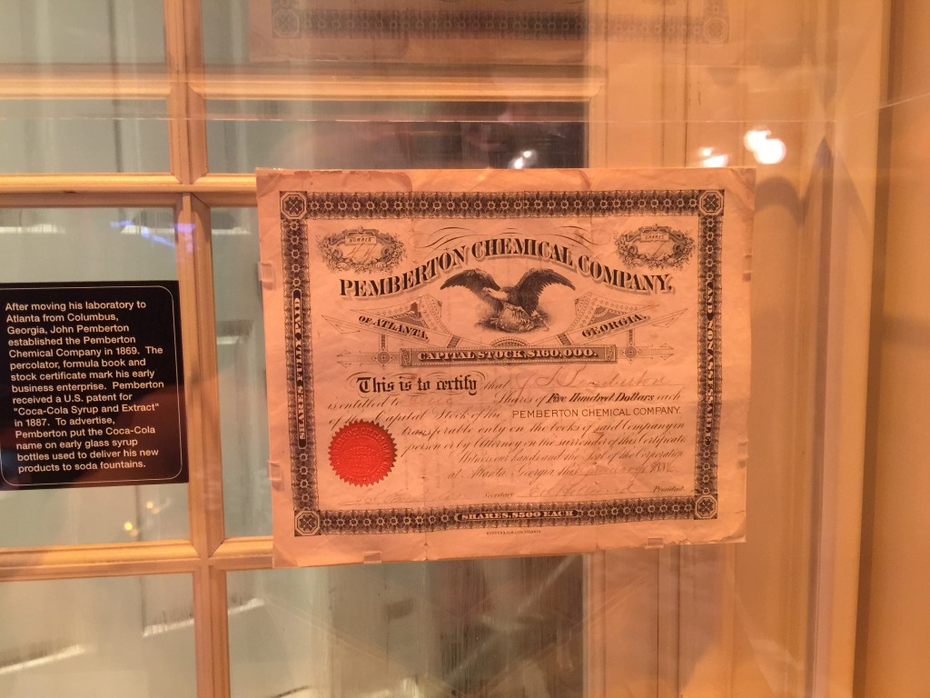 Pemberton Chemical Company Coca-Cola Stock Certificate