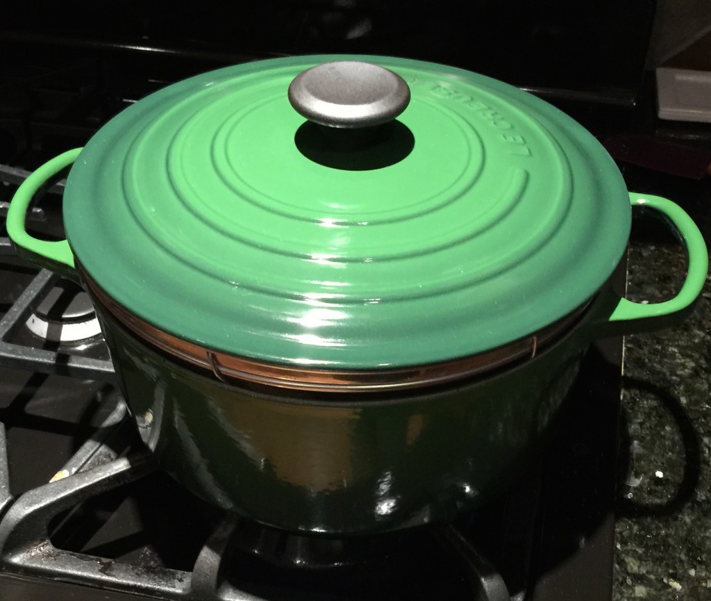 Put Lid on Dutch Oven to Steam Butternut Squash