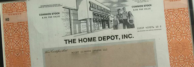 The Home Depot Stock Certificate Diversification