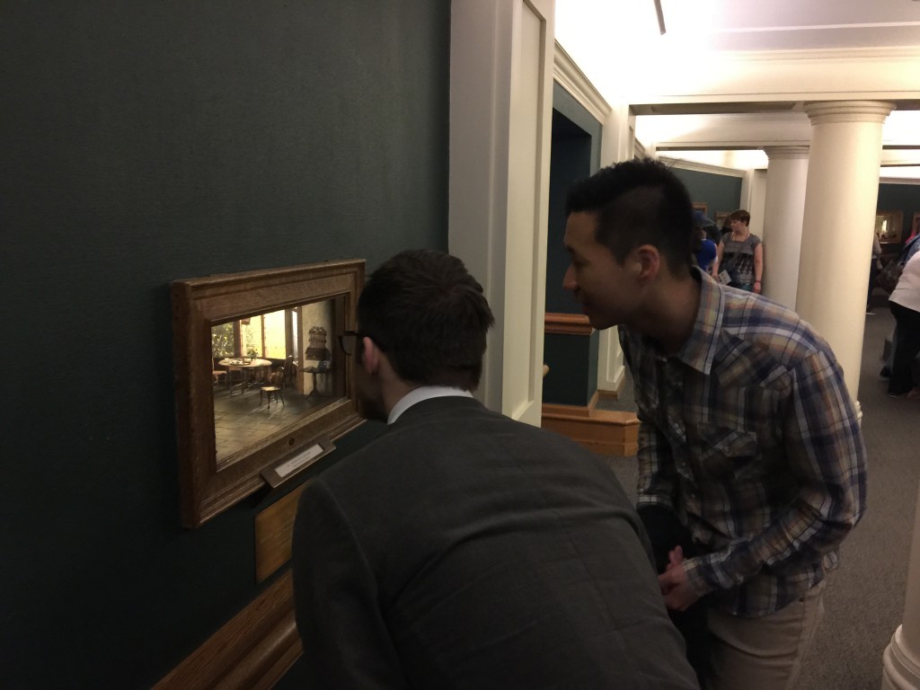 Aaron and Jimmy Looking at Thorne Miniatures at Chicago Art Institute