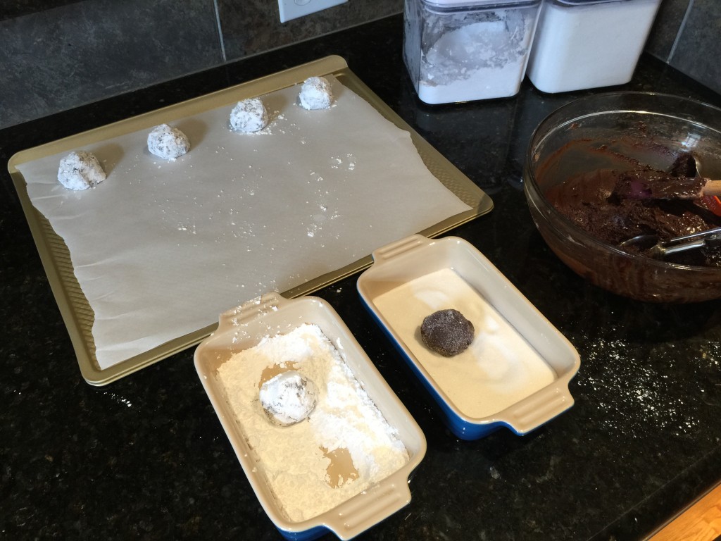 Rolling Chocolate Espresso Crinkle Cookies