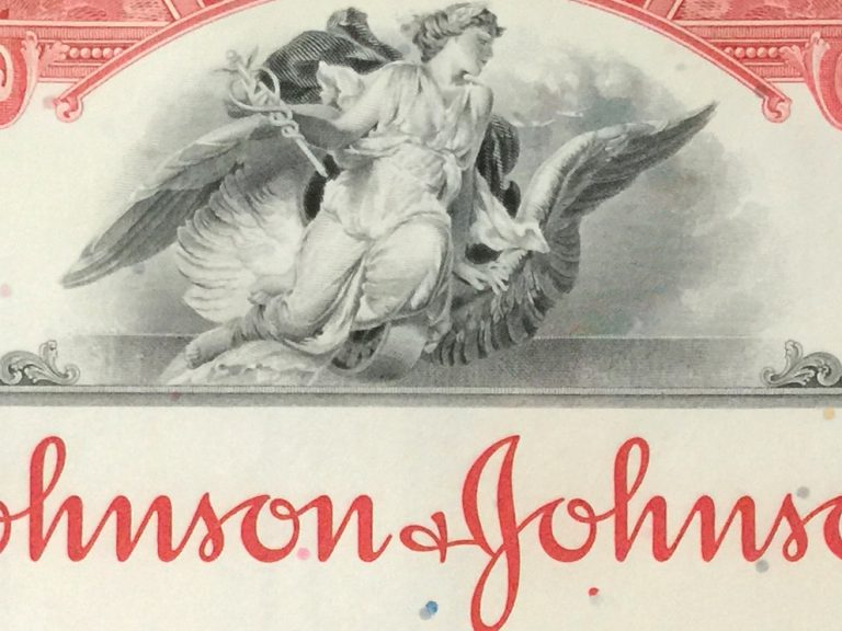 Johnson and Johnson Stock Certificate Copyright Joshua Kennon