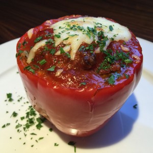 Josh and Aaron Stuffed Red Pepper on Plate