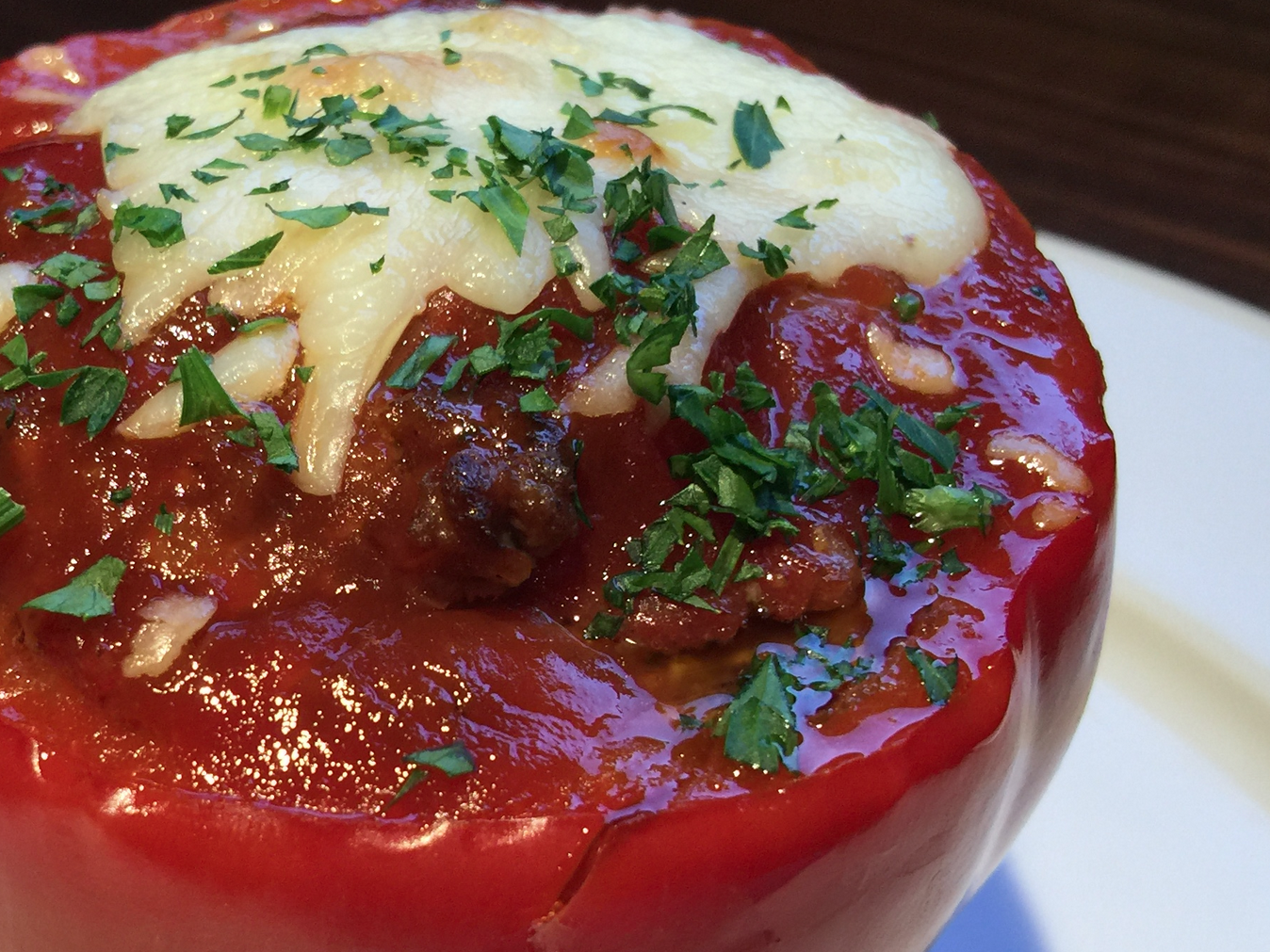 Kennon Green Stuffed Red Pepper Closeup