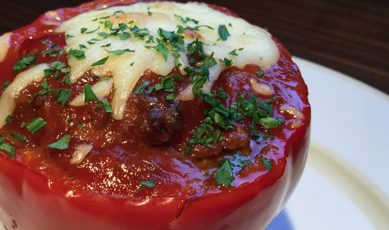 Kennon Green Stuffed Red Pepper Closeup