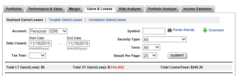 Short Selling Loss Screenshot 1