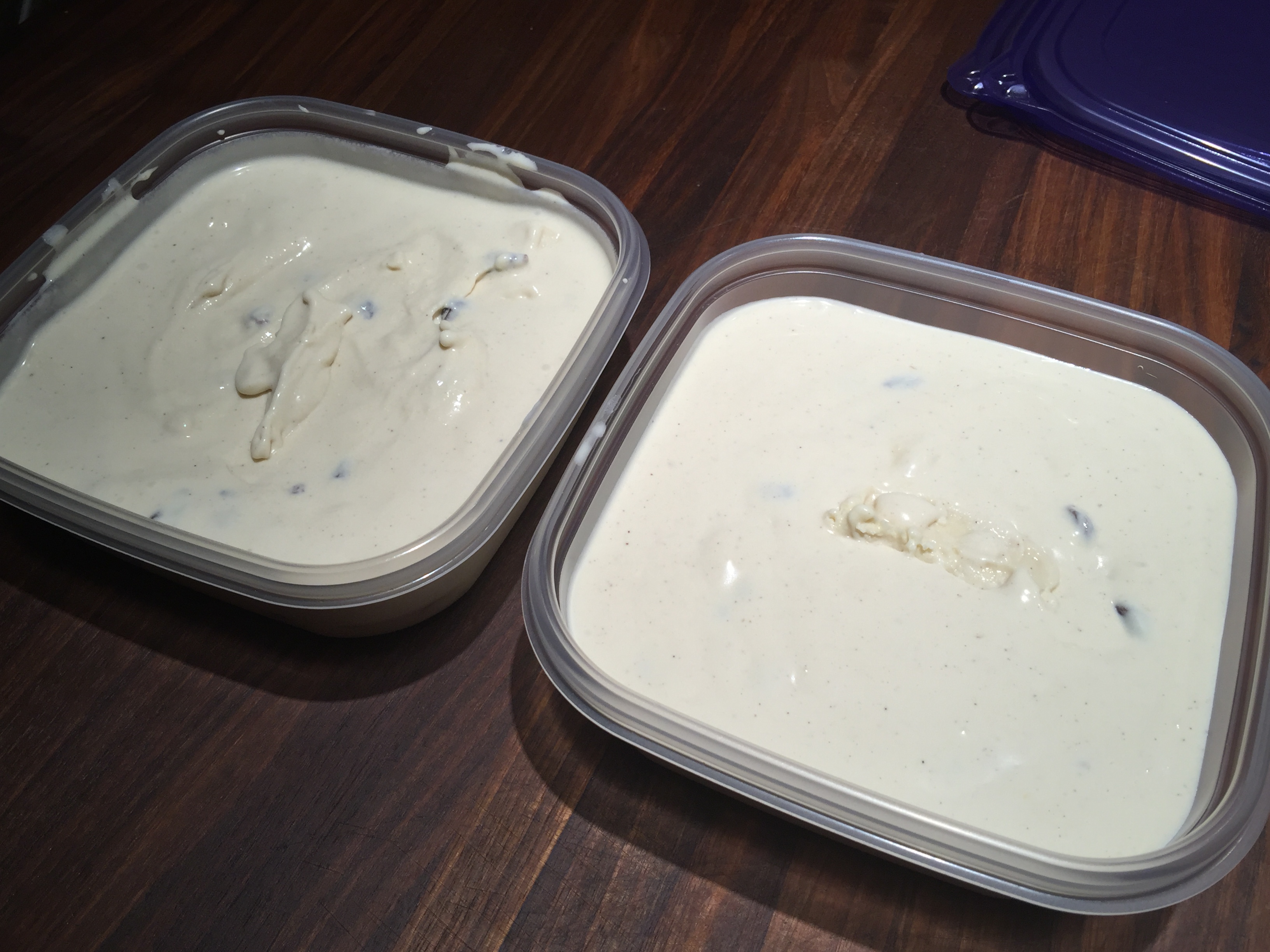 Putting the Rum Raisin Ice Cream in Air Tight Containers for 24 Hours