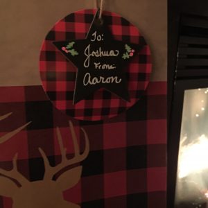 Joshua and Aaron Gift Tag for Christmas by Fireplace Joshua and Aaron Gift Tag for Christmas by Fireplace