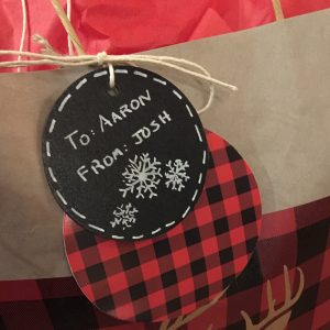 We made homemade Christmas tags for the gift, which we will turn into ornaments in future years We made homemade Christmas tags for the gift, which we will turn into ornaments in future years