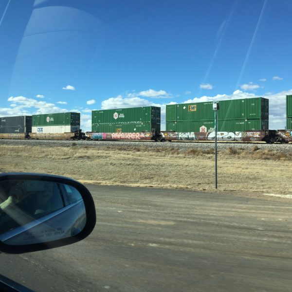 Driving to California Trains Double Stacked