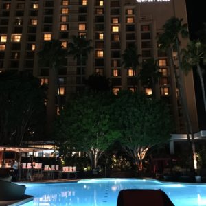 Newport Island Hotel Pool at Night - Joshua and Aaron