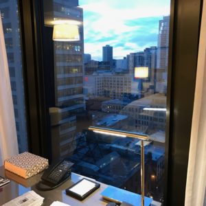 Looking Down onto Chicago from Window of Langham Hotel Chicago Looking Down onto Chicago from Window of Langham Hotel Chicago