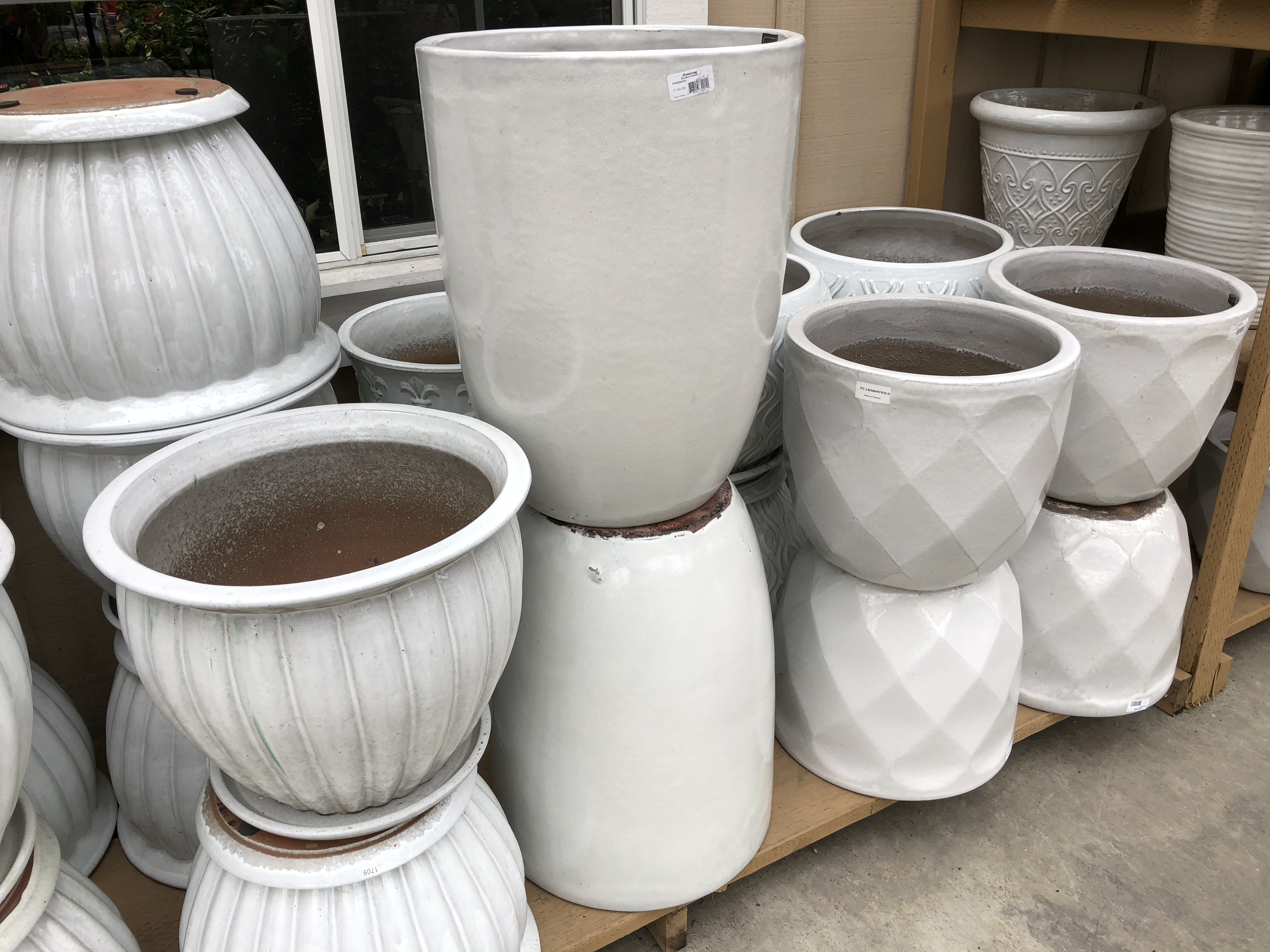 Armstrong's Garden Centers Newport Beach White Glazed Pots