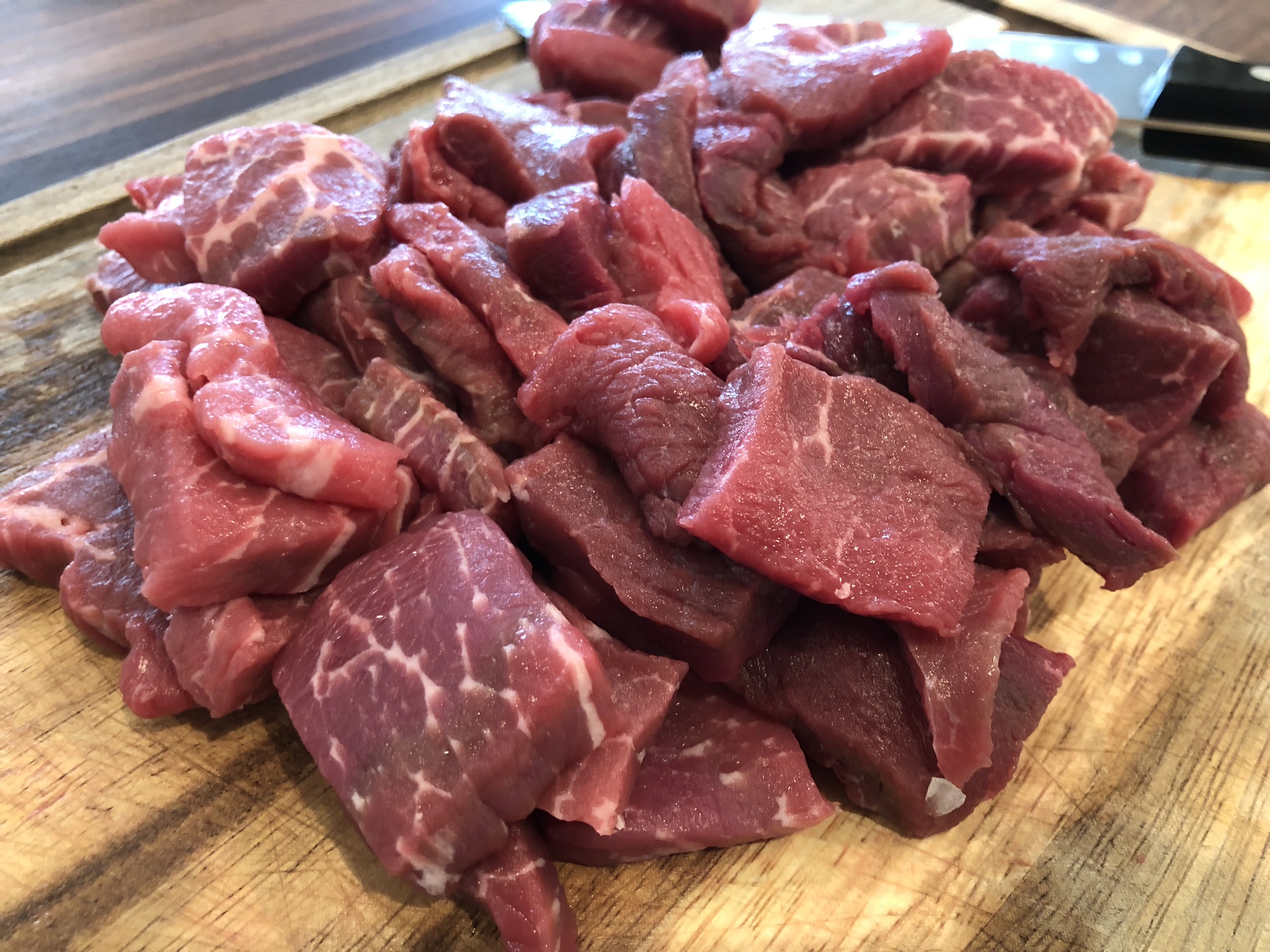 Cutting Strips of Beef for Beef Stroganoff Recipe