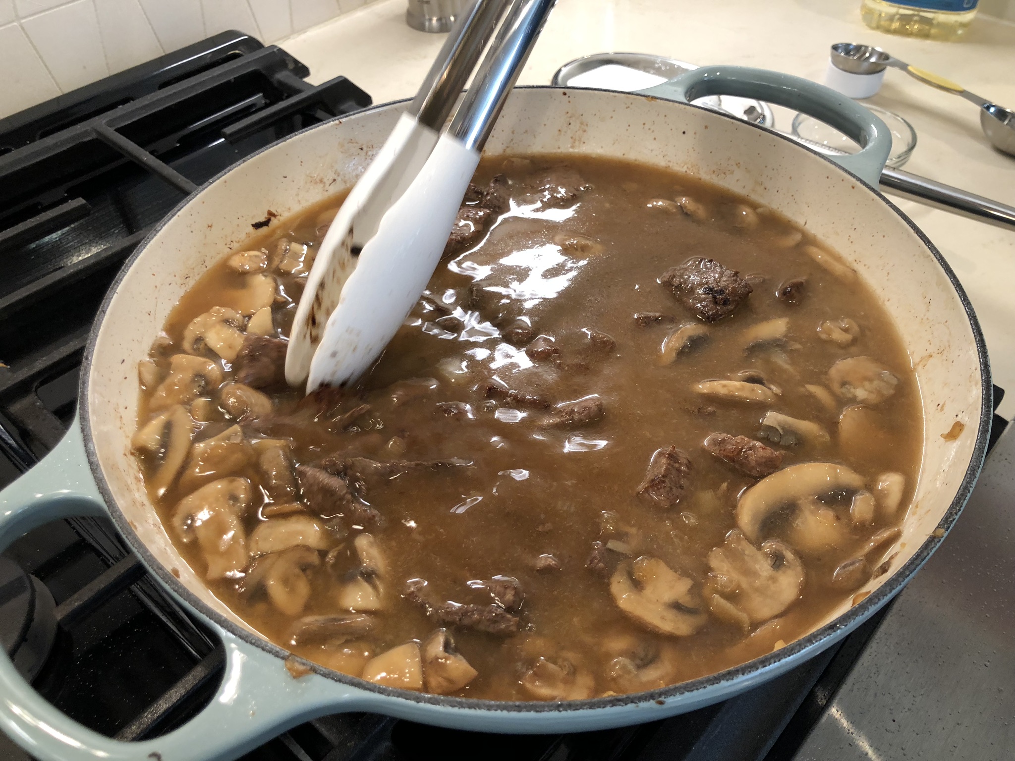 Getting Ready to Simmer Beef Stroganoff