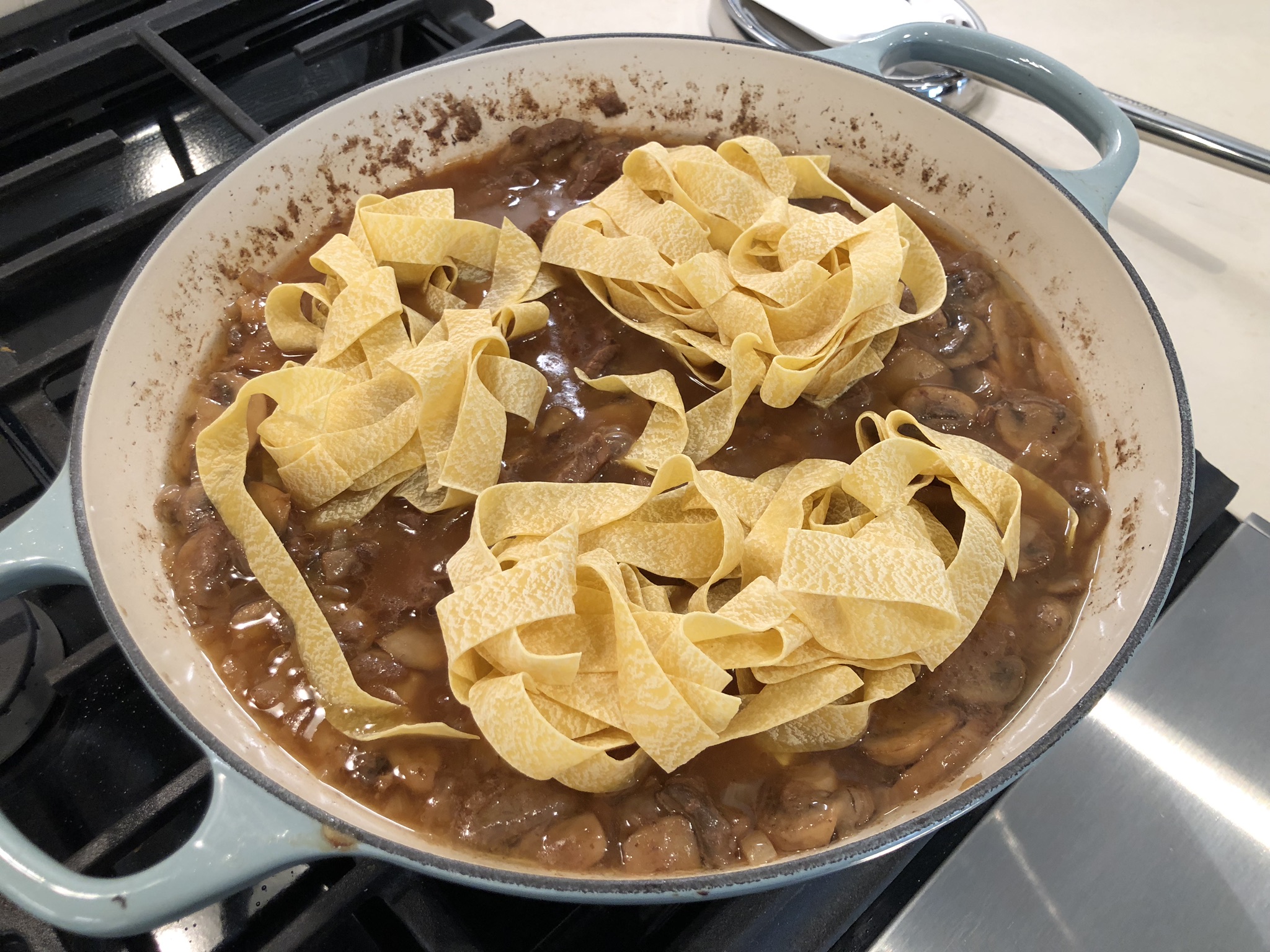 Place the Noodles in the Beef Stroganoff