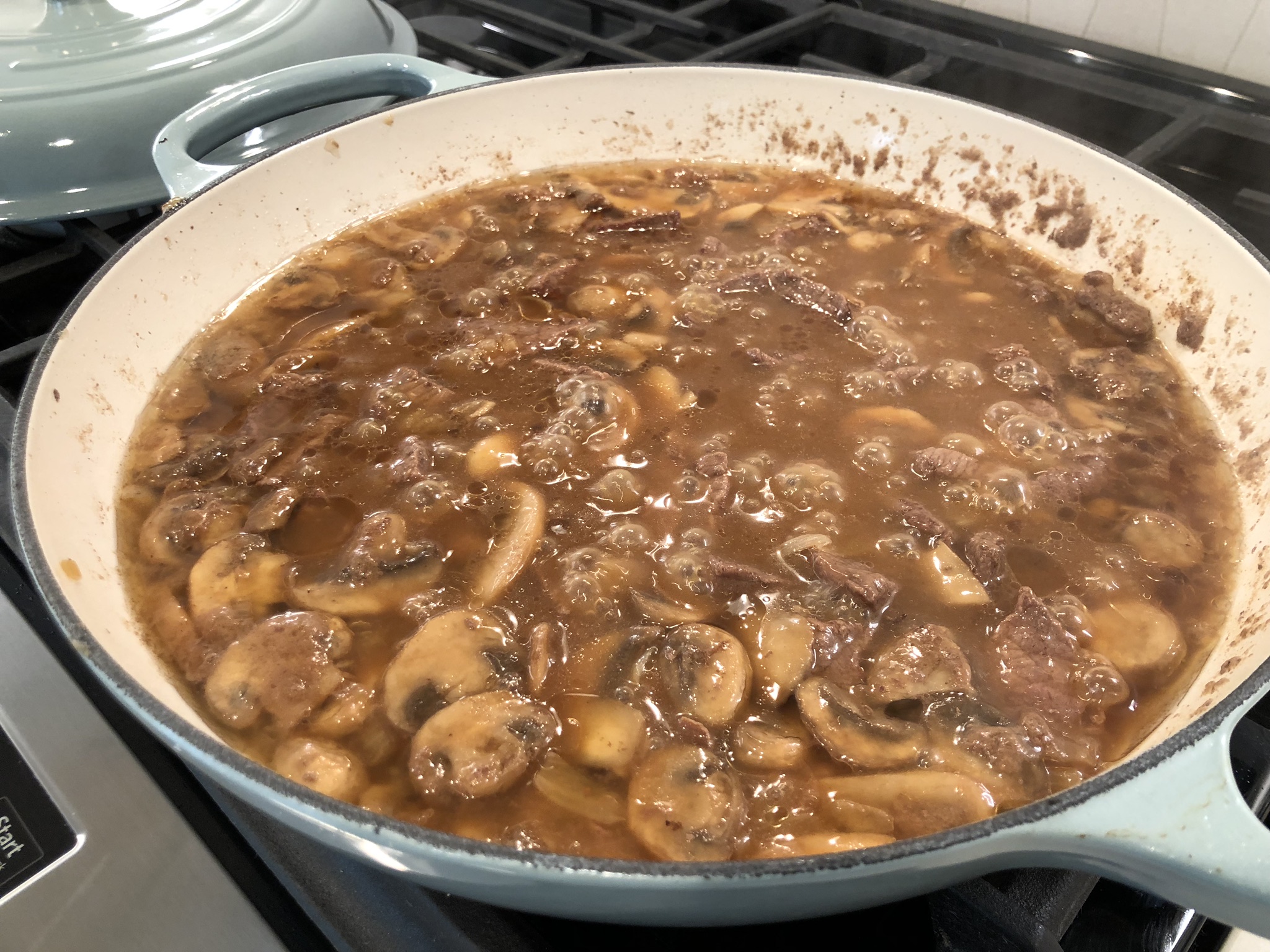 The Beef Stroganoff After Finished Simmering