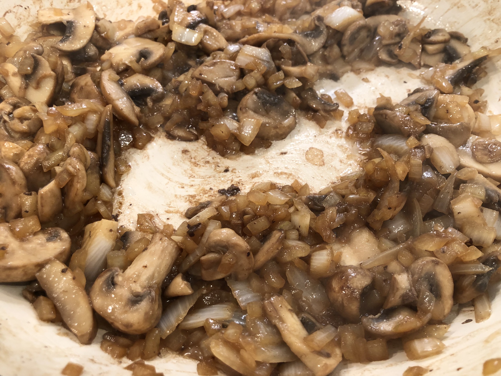 The Oil, Onions, Mushrooms, and Salt Were Done Cooking and Ready for the Next Step