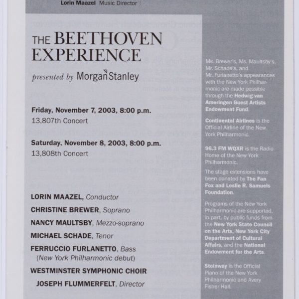 Joshua Kennon New York Philharmonic Avery Fisher Hall November 7, 8 2003 – Program Cover Joshua Kennon New York Philharmonic Avery Fisher Hall November 7, 8 2003 - Program Cover