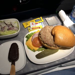 Flight to Atlanta - Food Delta First Class - Cheeseburger with Potato Salad