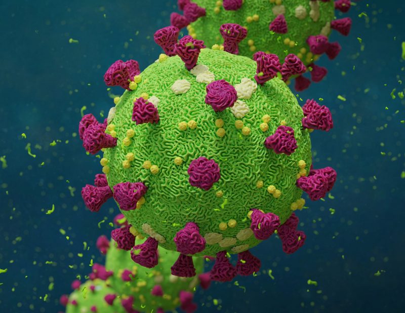 Covid-19 coronavirus, virus that causes acute respiratory infections and the common cold, Sars-CoV-2 background with copy space