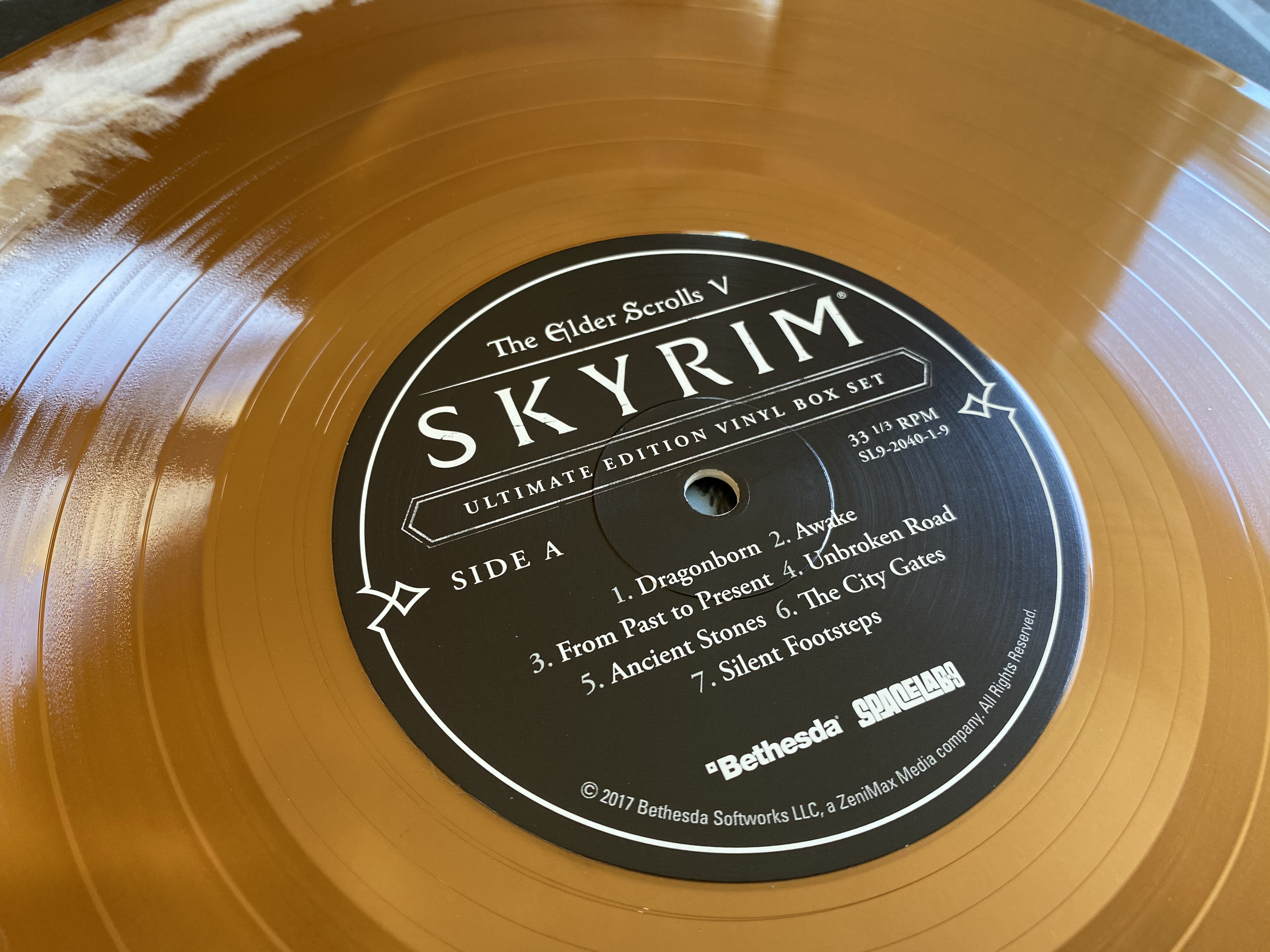 Kennon-Green Elder Scrolls V Skyrim Ultimate Edition Vinyl Box Set Sweet Roll Comic Con Limited LP - Side A Close-Up