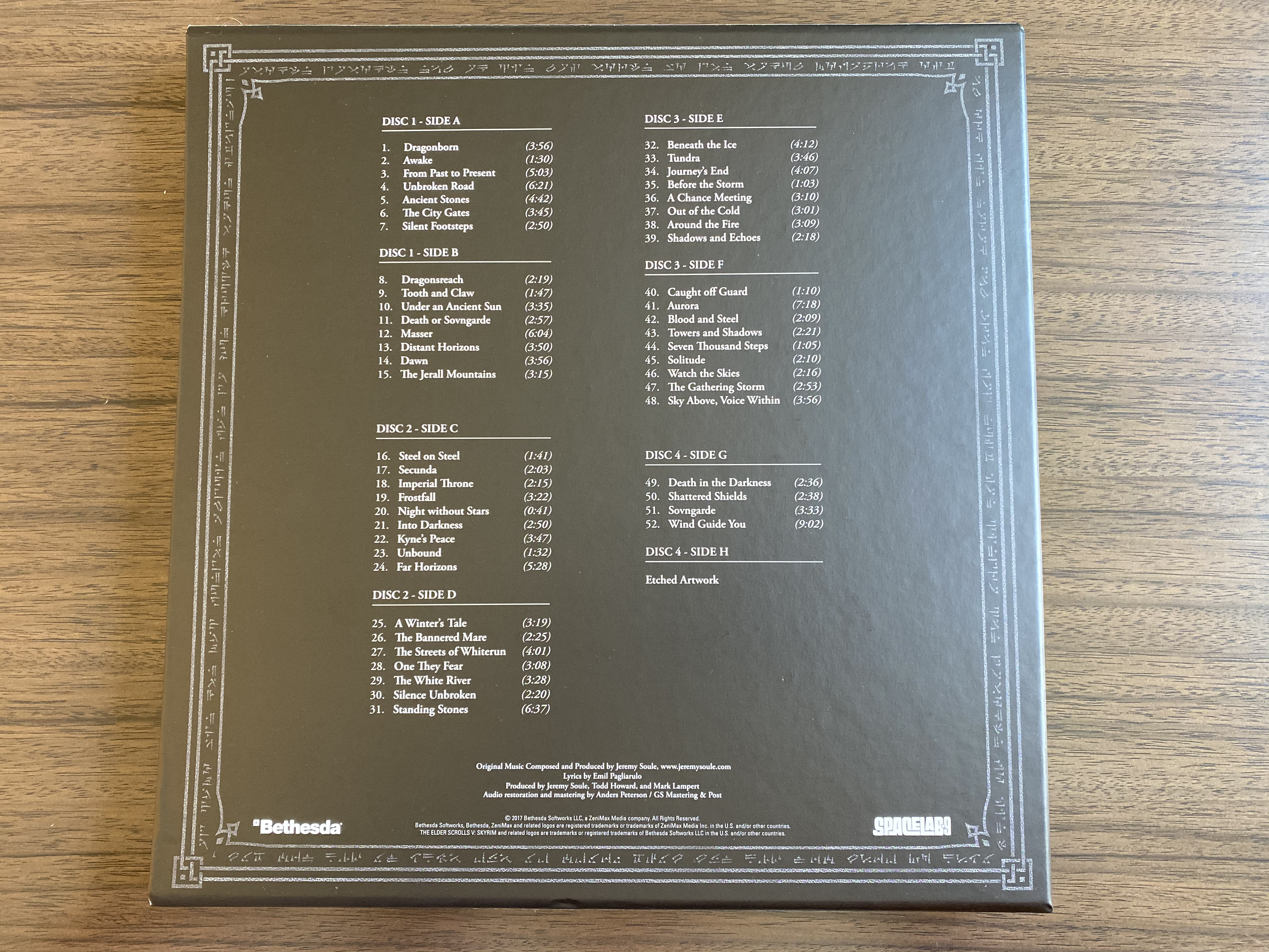 Kennon-Green Elder Scrolls V Skyrim Ultimate Edition Vinyl Box Set Sweet Roll Comic Con Limited LP - Unsealed Back Track Listing
