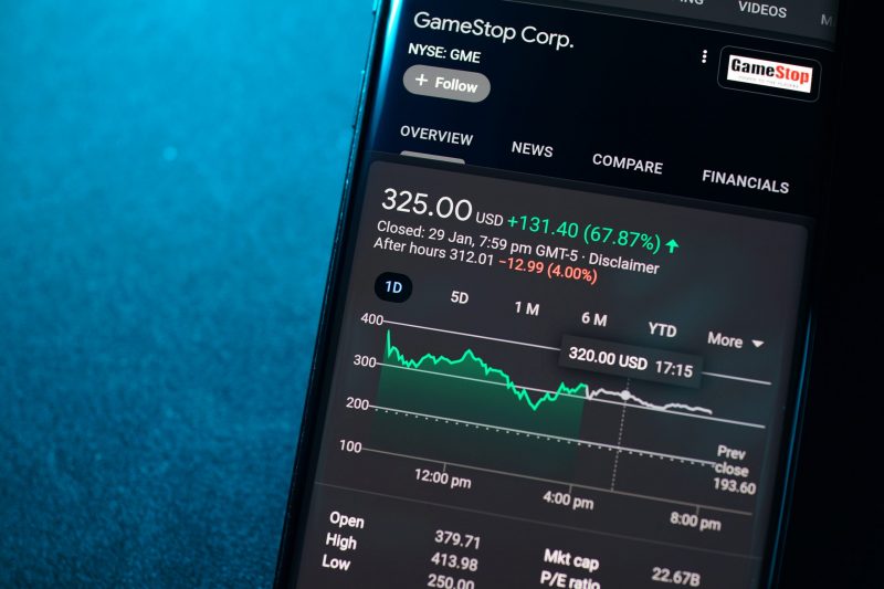 GameStop Corp stock index is seen on a smartphone. Trading in GameStop impacts Wall Street hedge funds. PENANG, MALAYSIA - 31 JAN 2021.