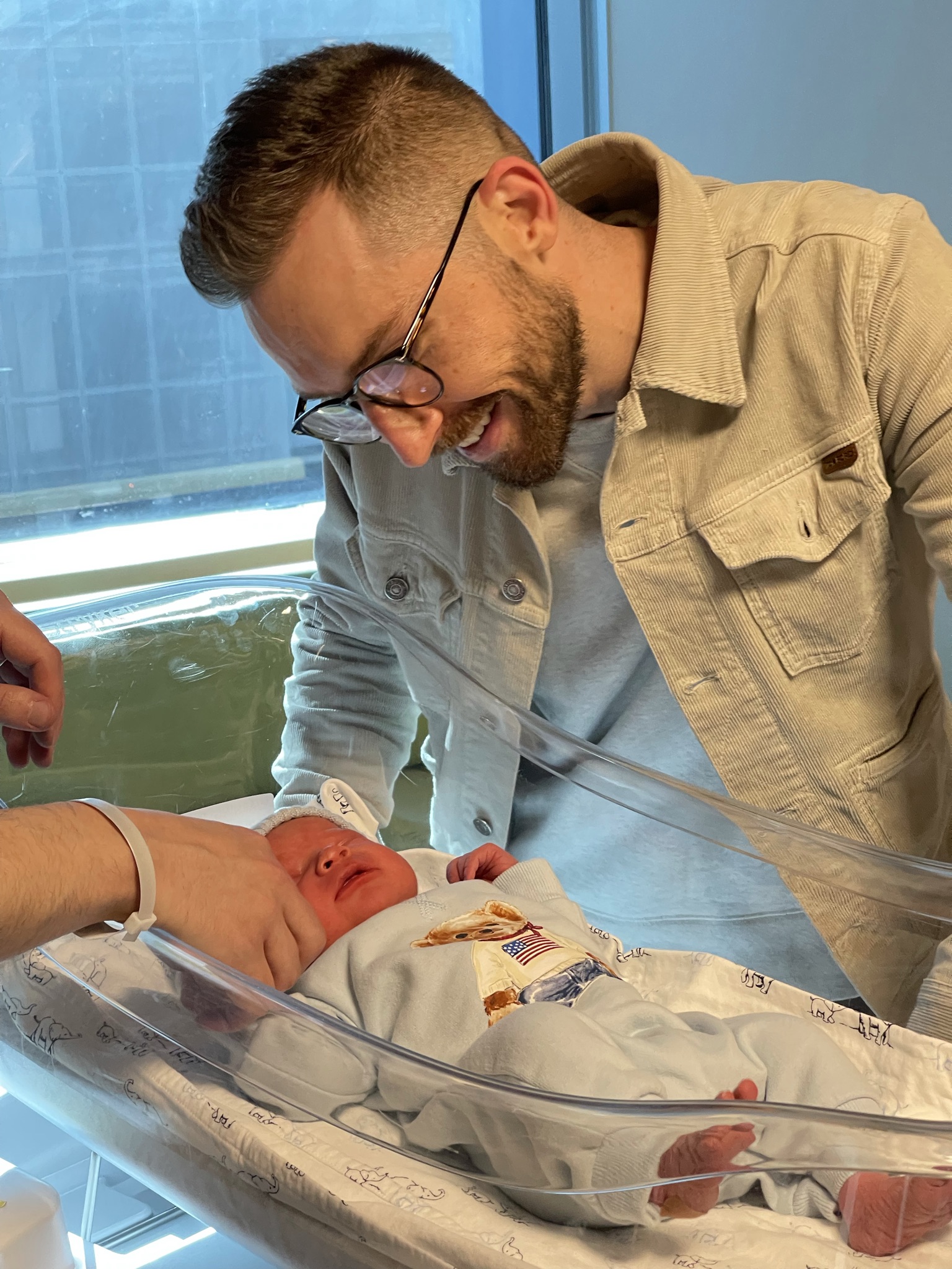 Getting Graham Dressed to Go Home with Us
